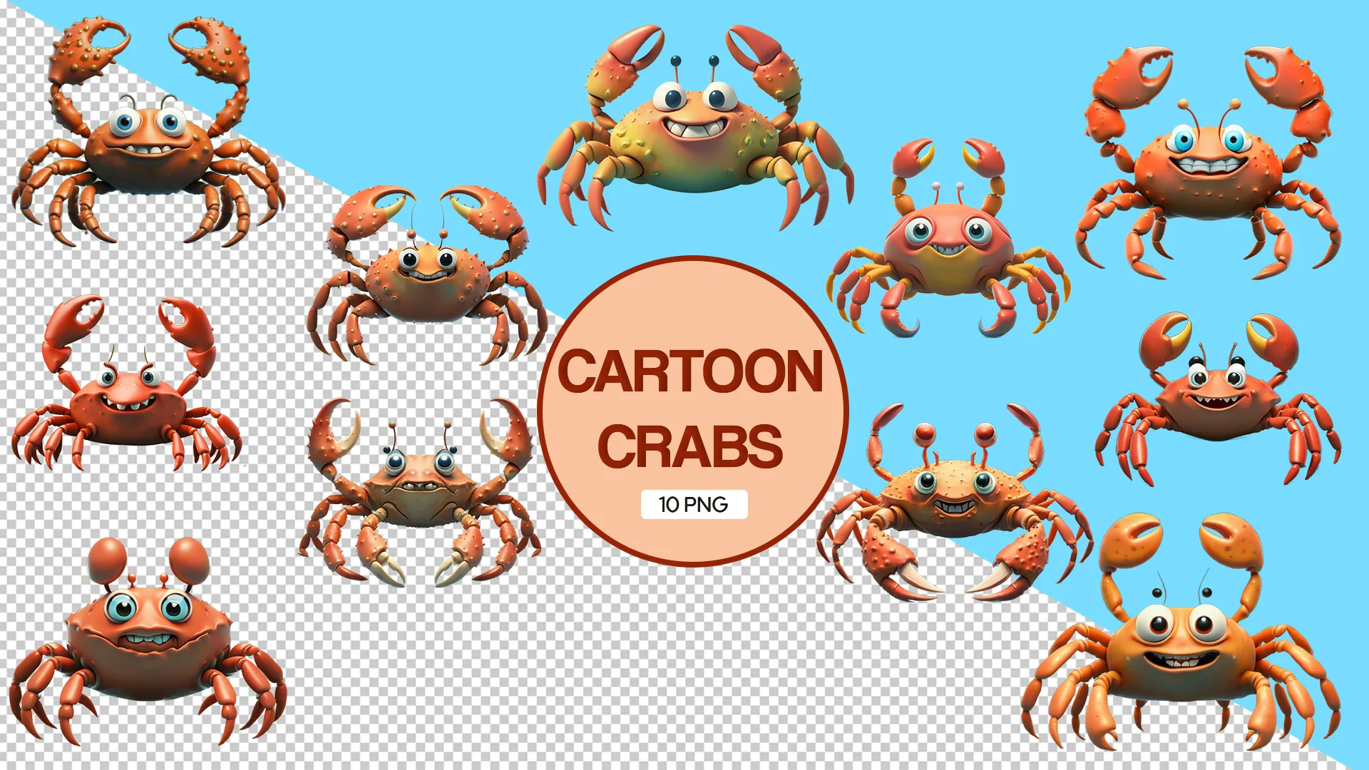 Cute 3D Cartoon Crabs Pack